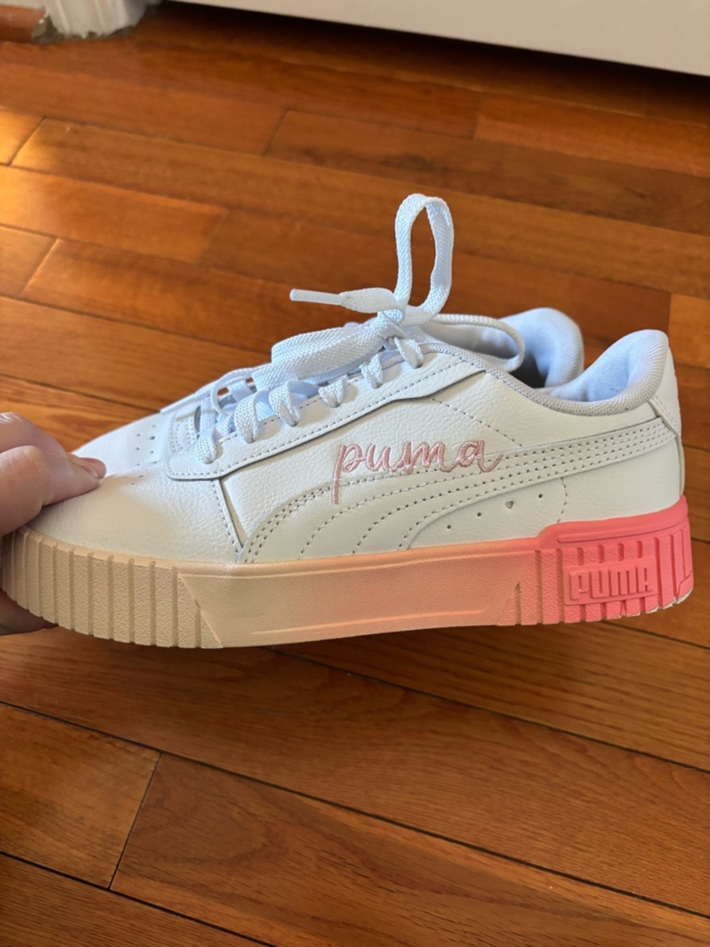 Pink and White Puma Sneakers - Picture 5 of 10